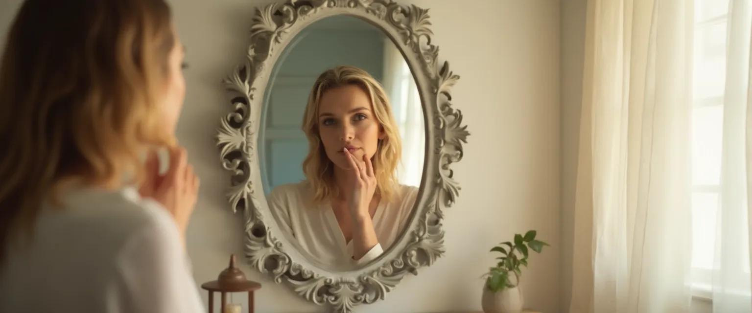 Person practicing mirror work exercises to develop awareness of oneself