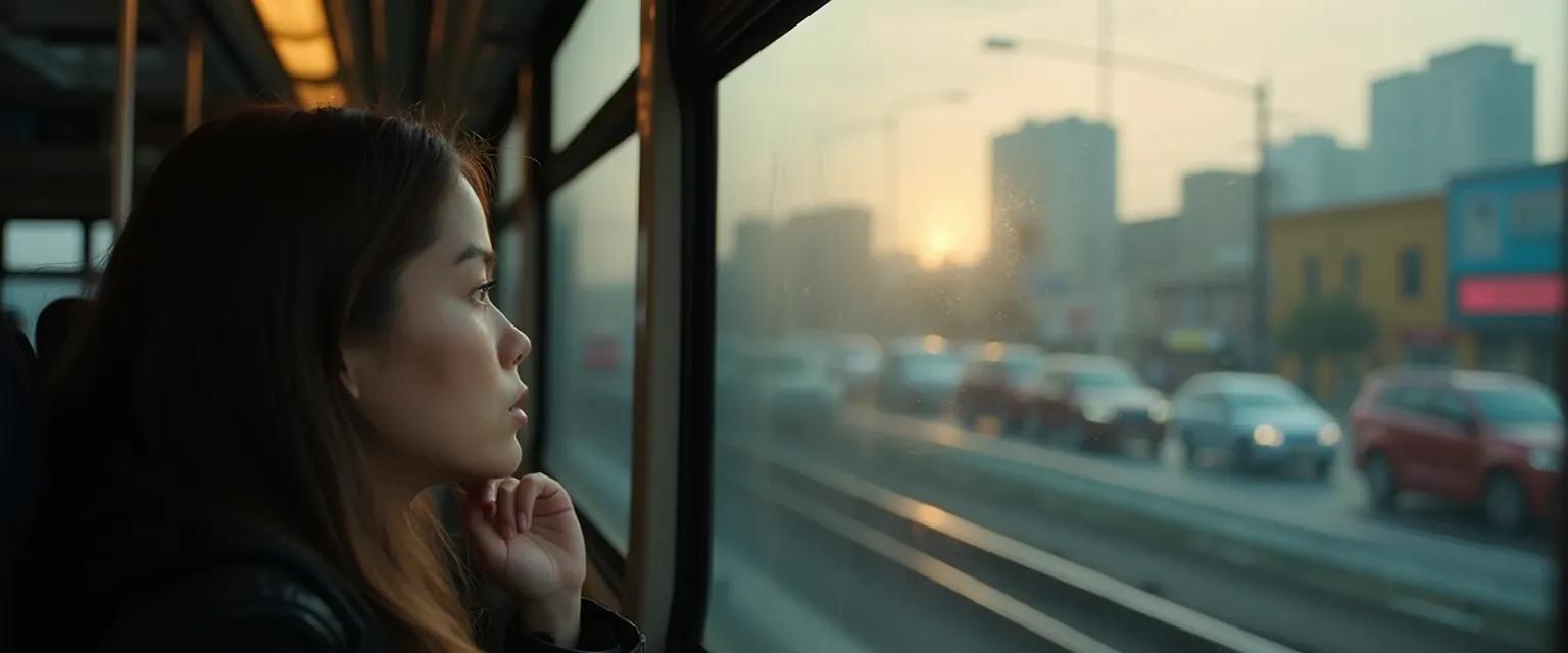 Person practicing self-awareness techniques during their daily commute