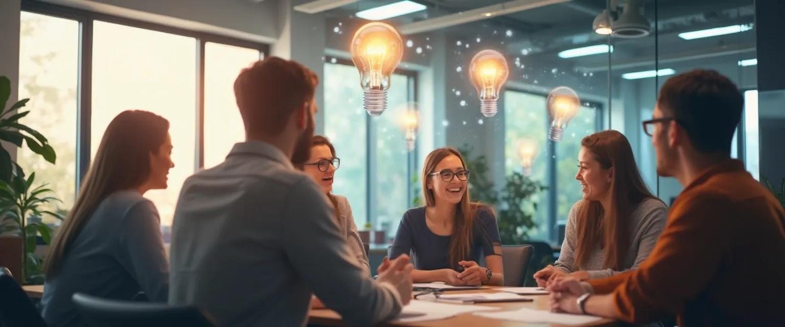 Team members practicing self-awareness in organizational behavior through collaborative exercises