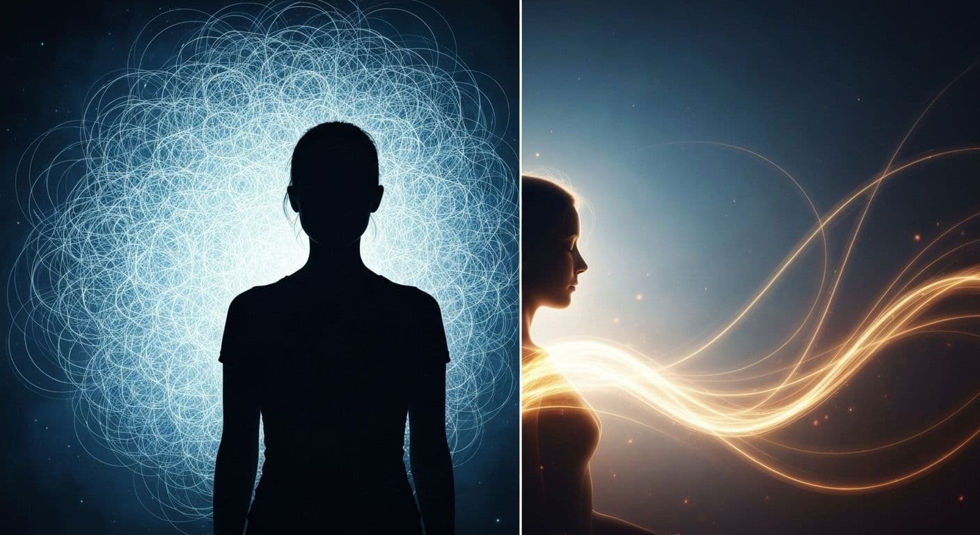 Person practicing mindfulness to overcome anxiety hyper self awareness and achieve grounded presence