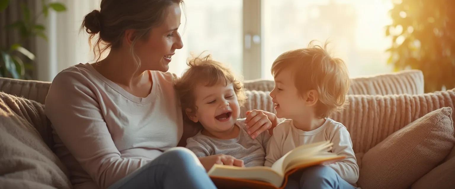 Confident parent leading family, showcasing parenting skills and child-raising expertise in a supportive home environment