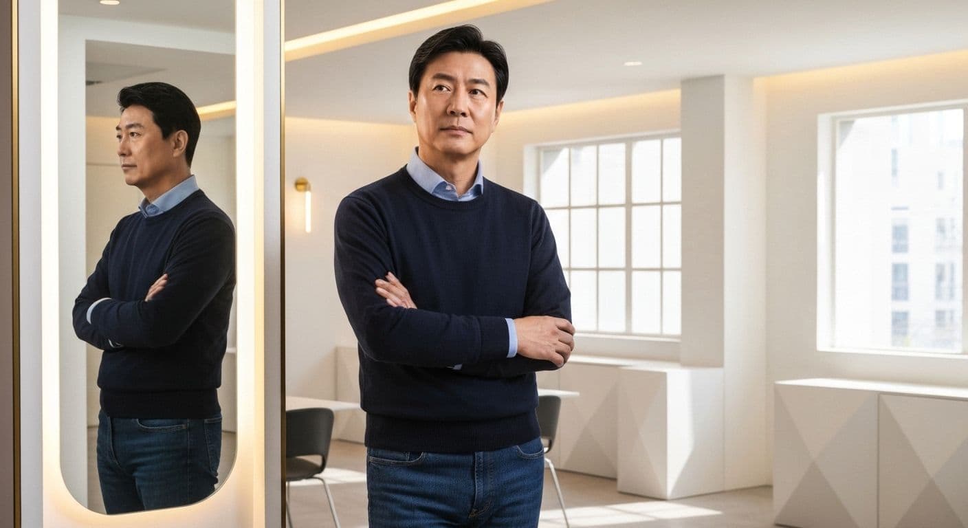 Professional demonstrating self-awareness and confidence building in workplace setting