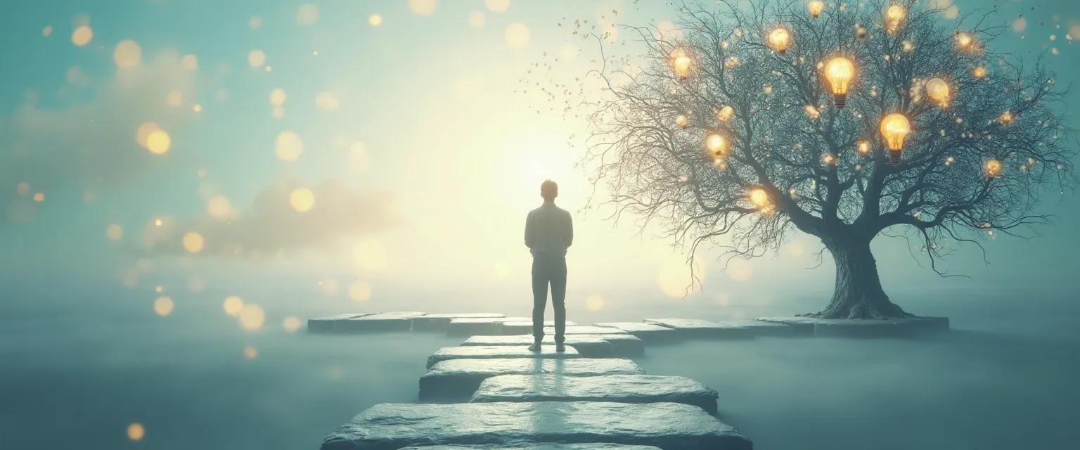 Person practicing metacognition self awareness while making decisions confidently