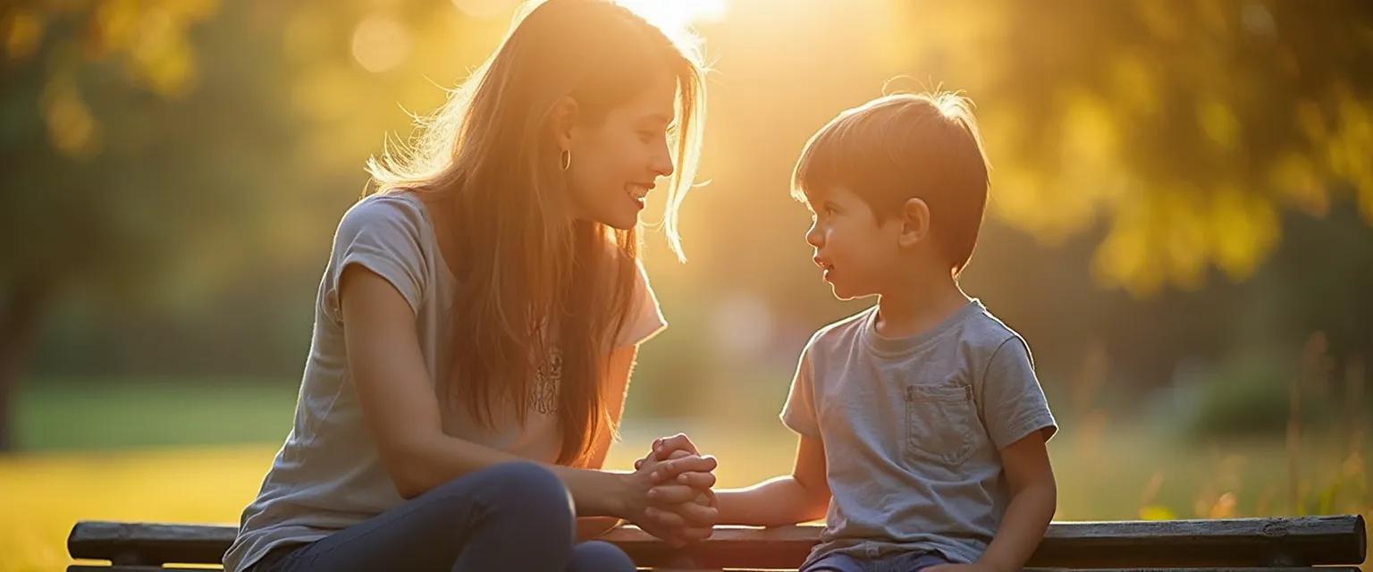 Parent and child discussing emotions, building emotional intelligence and EQ through conversation