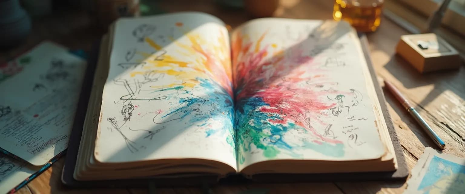 Example of a happy confident me journal with colorful sketches and doodles for building self-confidence