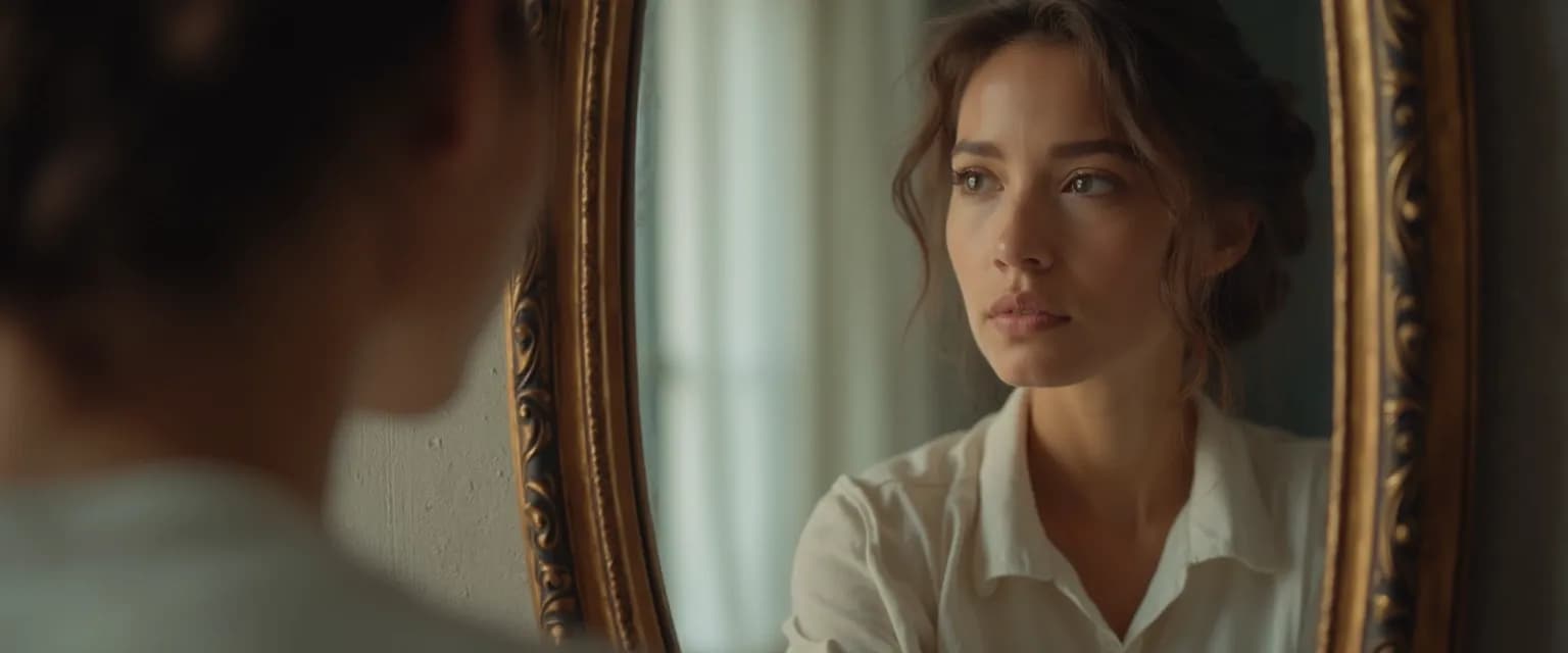 Person reflecting on emotions for growing self-awareness through mirror moments