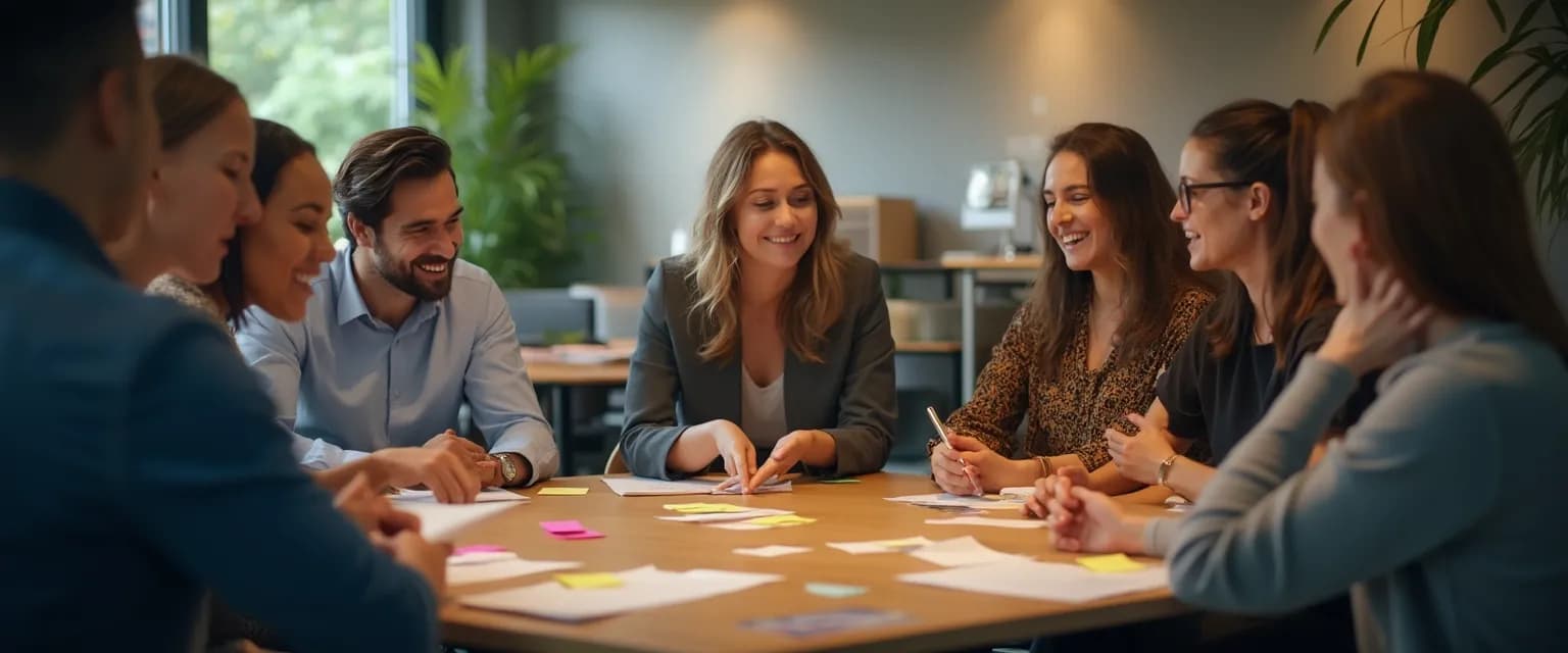 Professionals practicing self and social awareness examples in a collaborative workplace setting