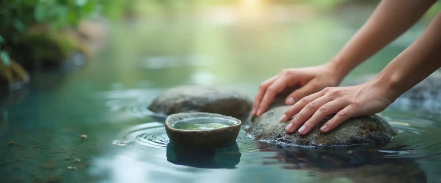Person using grounding techniques to manage anxiety during divorce proceedings in courtroom