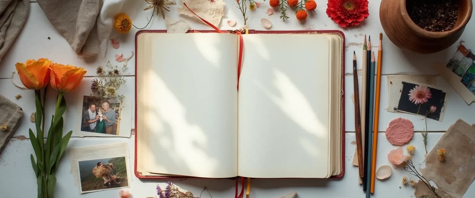 Colorful grief journaling page with symbols and visual elements instead of words