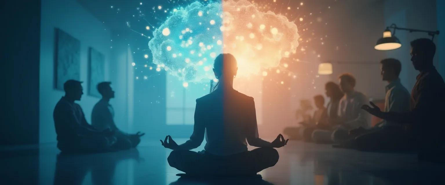 Person practicing self awareness and awareness of others through mindful dual attention