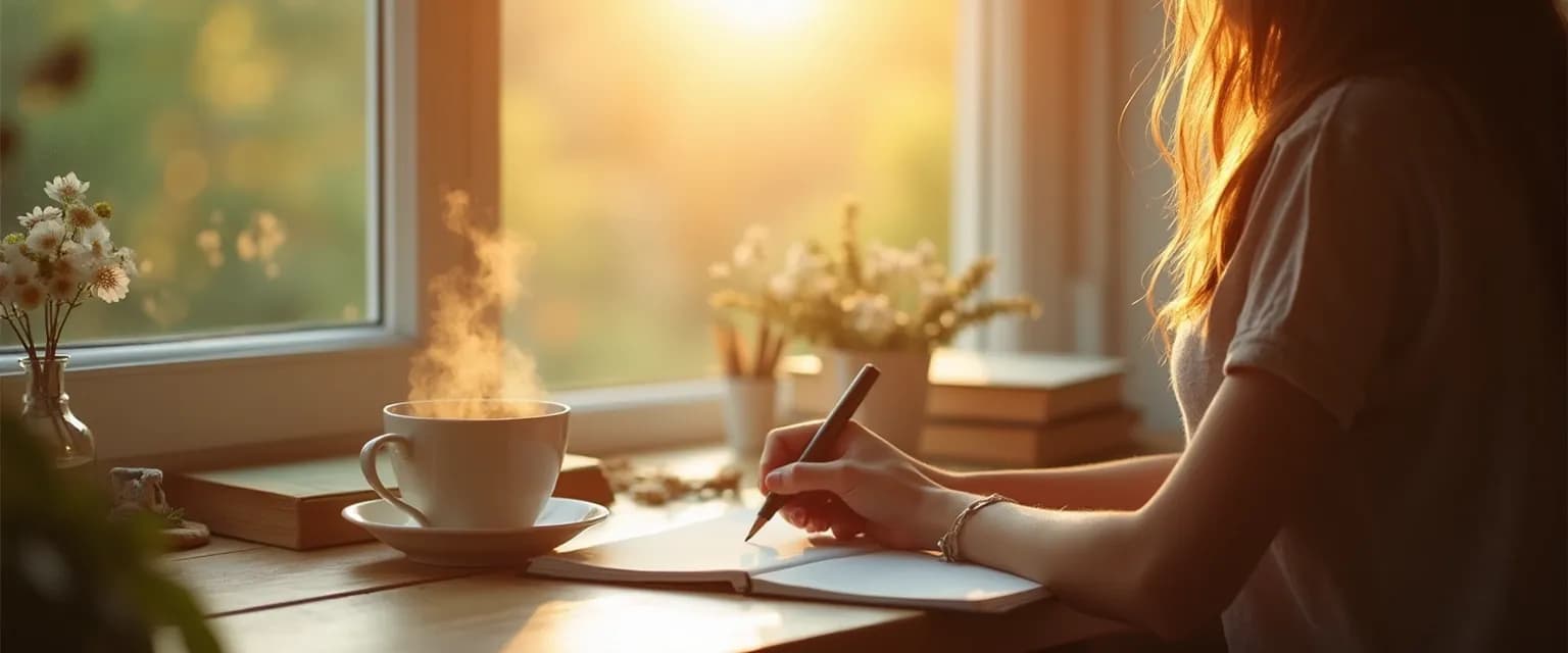 Person practicing the art of happiness through daily rituals in nature