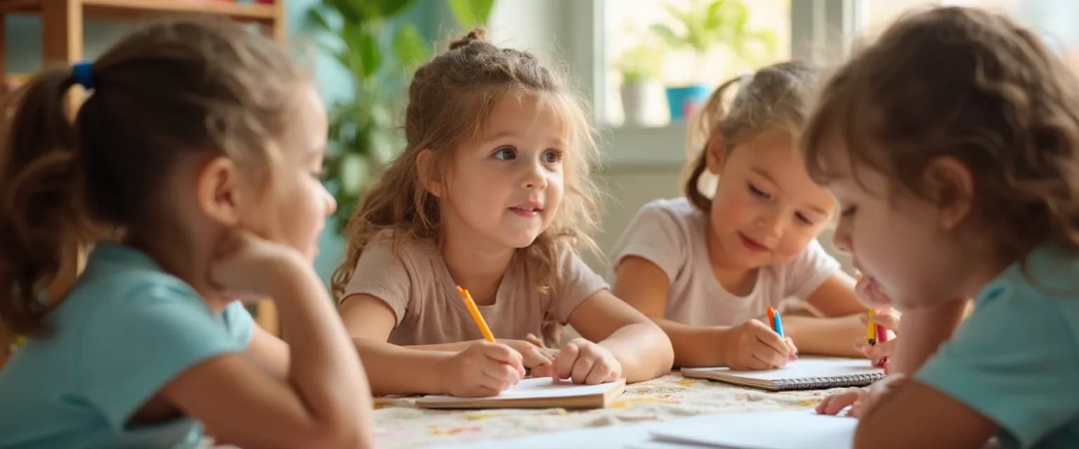 Parent helping child develop an explanation of self-awareness through interactive activities