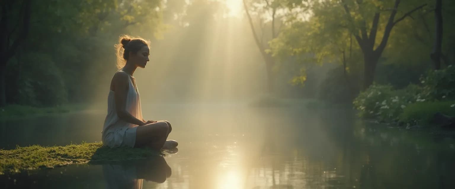 Person practicing positive self awareness through mirror moment reflection