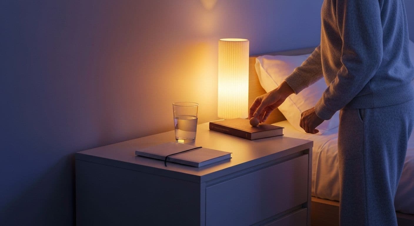 Person practicing calming evening routine for a peaceful mind and better sleep quality