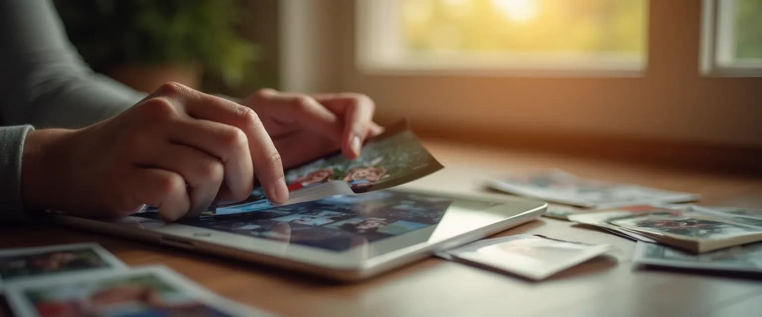 Digital memory album for grief share online support showing photos and stories