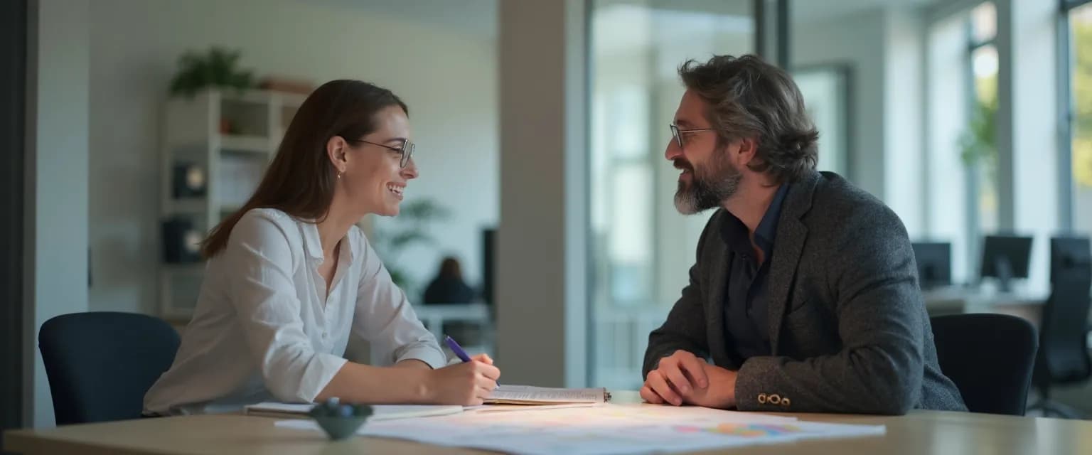 Hiring manager assessing how to define emotional intelligence in the workplace during interview