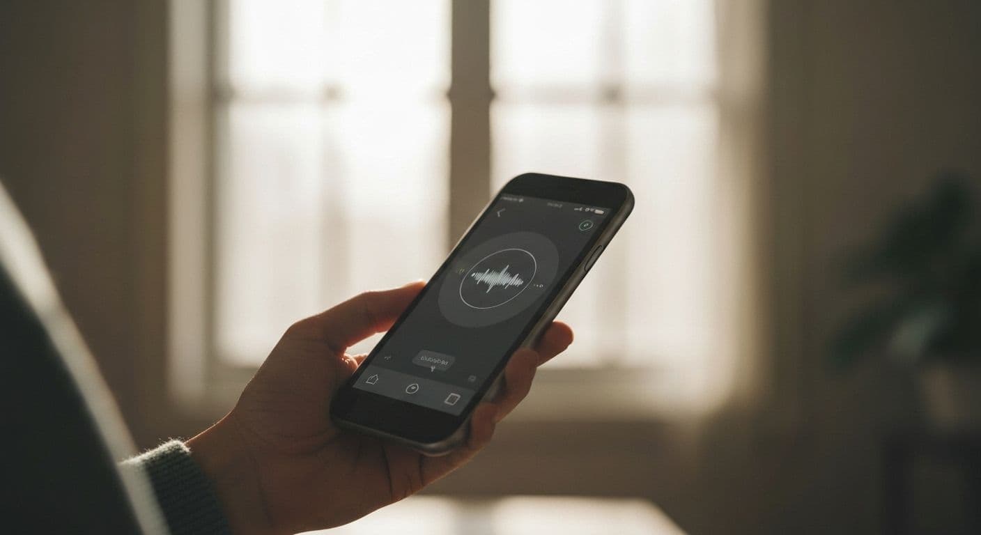 Person using phone to record voice journal prompts for grief and anger management