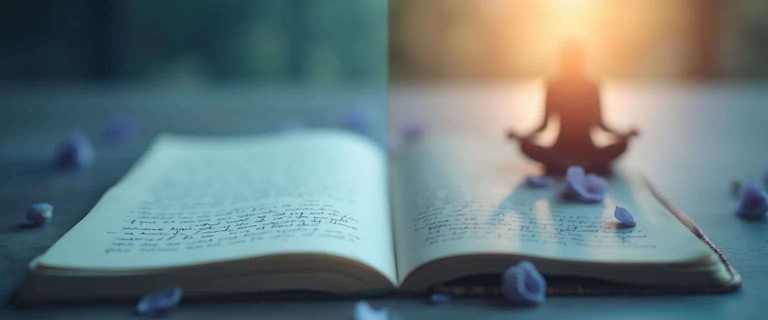 Person practicing grief mindfulness meditation in a peaceful setting