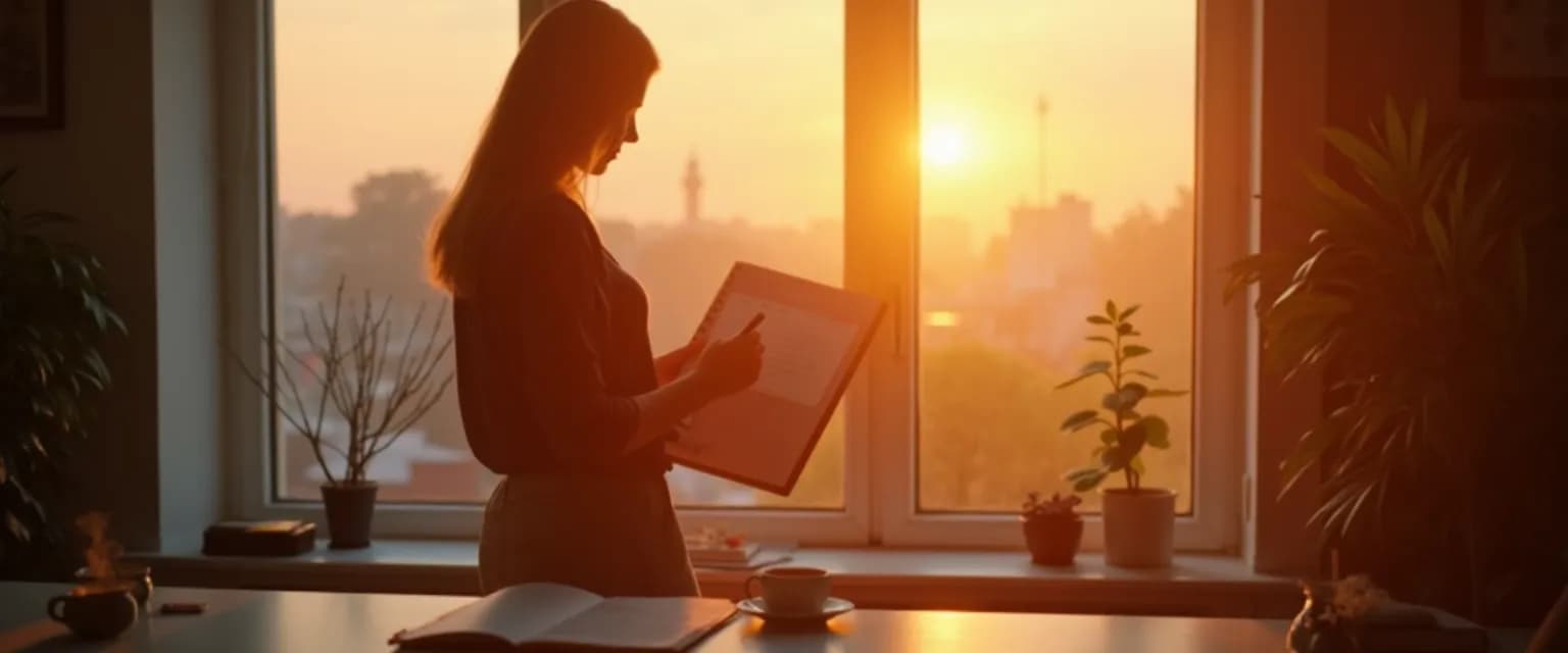 Person rebuilding daily routine 3 weeks after a breakup by organizing a simple planner