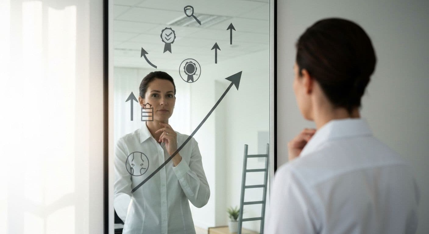 Professional reflecting on self and self awareness for career growth and development