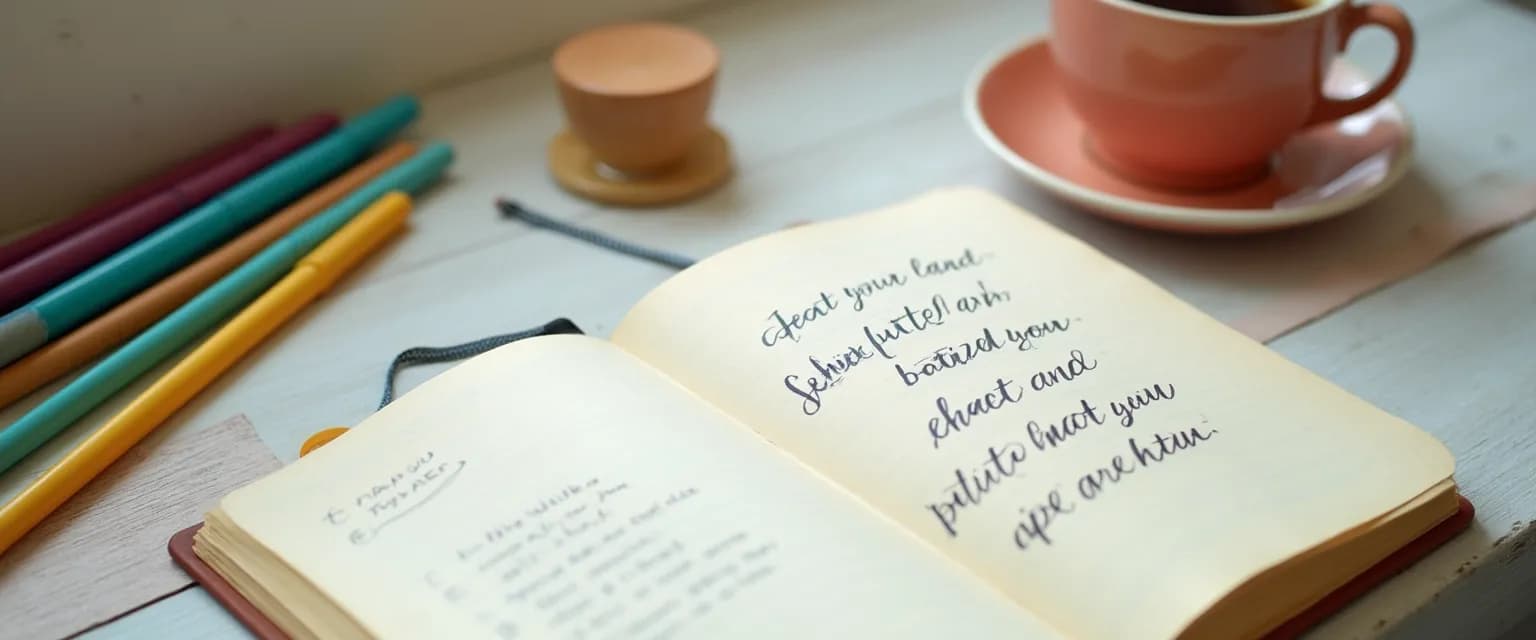 Person using mindbrush journal techniques to transform negative self-talk patterns