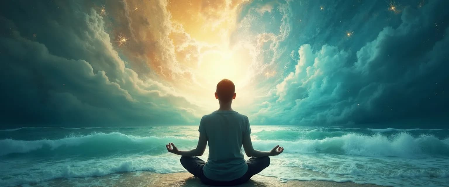 Person practicing Alan Mind visualization techniques for emotional calm