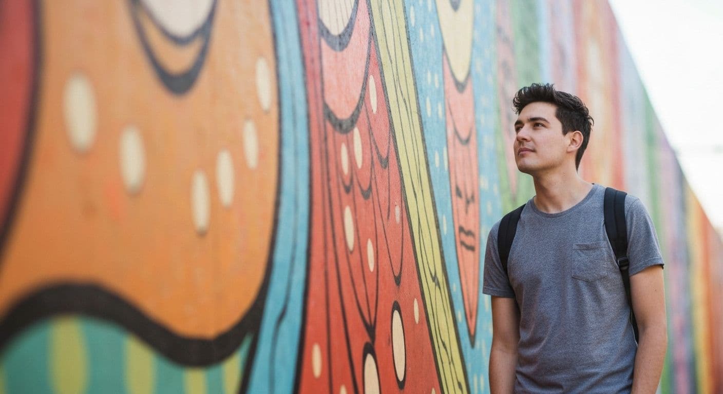 Person redirecting attention from internal anxiety hyper self awareness to external peaceful environment