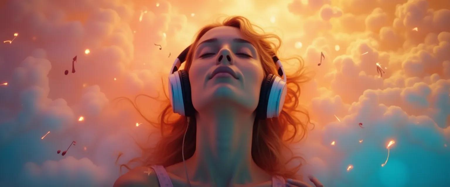 Person mindfully listening to music with headphones for emotional reset