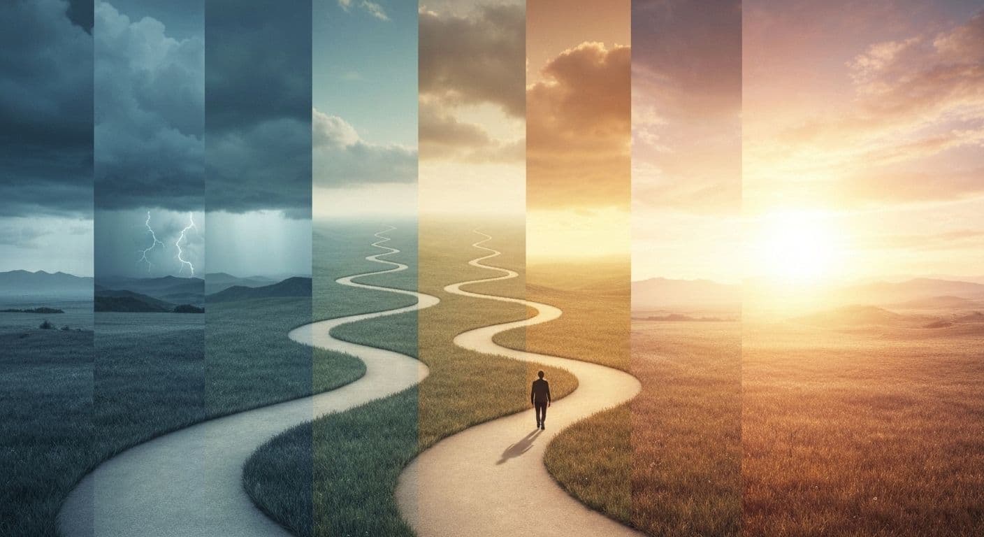 Person reflecting peacefully while moving through the five stages of heartbreak for emotional growth