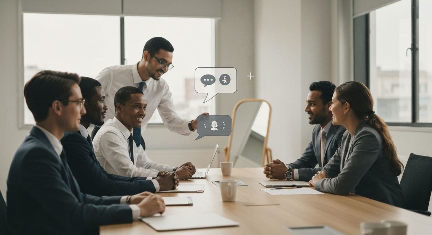 Professional demonstrating self and social awareness in the workplace through mindful team communication