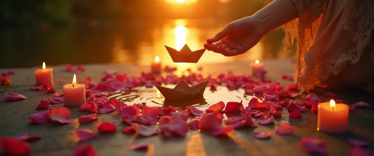 Person performing symbolic ritual to help getting over a breakup