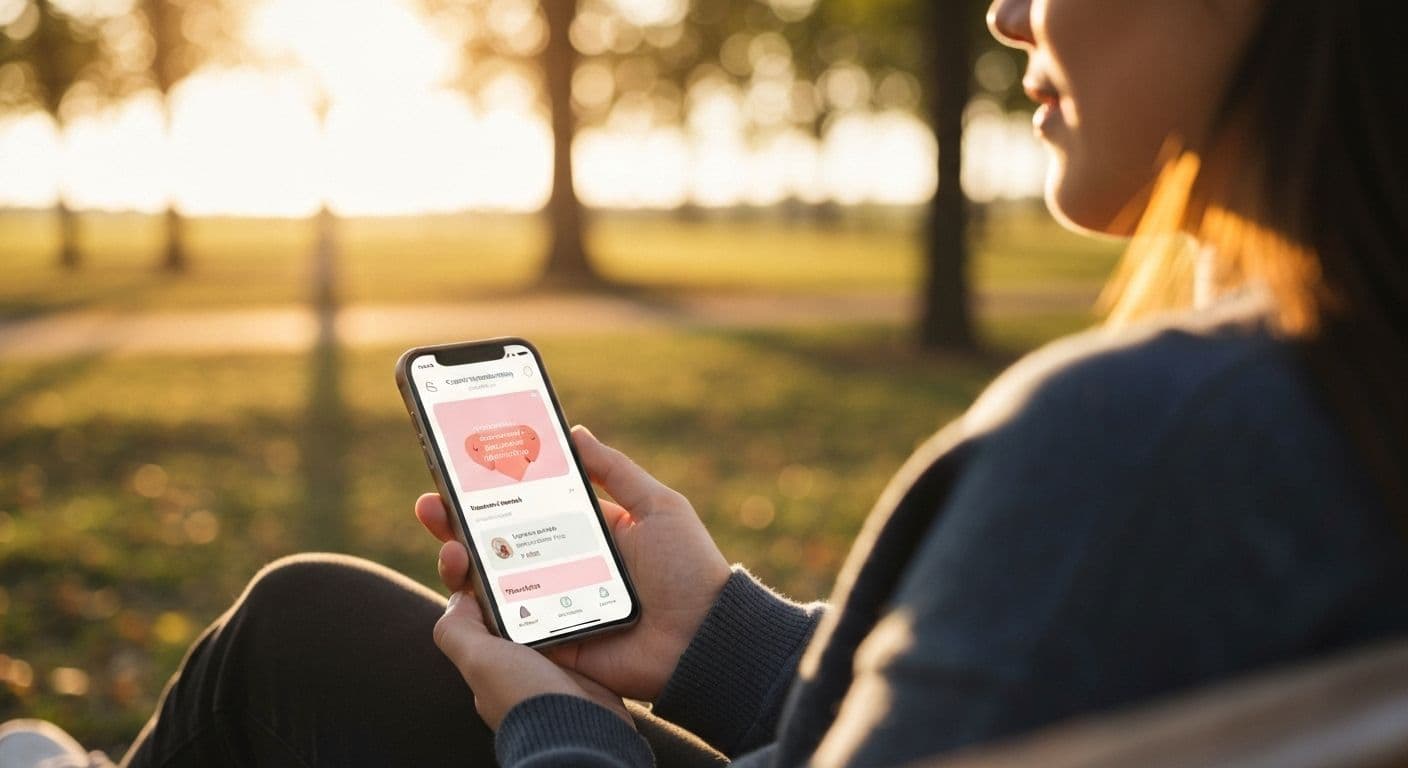 Person using GriefShare website mobile app for real-time grief support and community connection