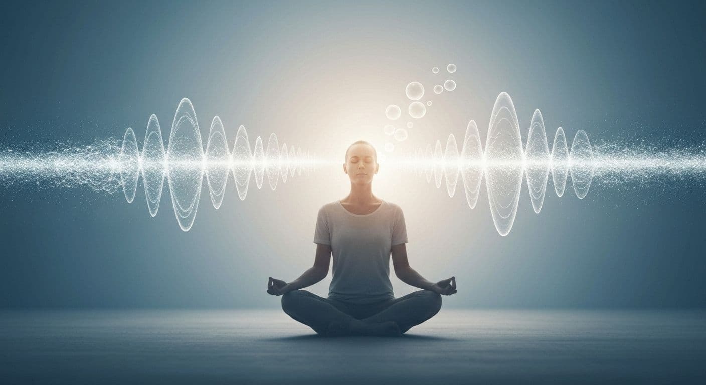 Person practicing consciousness and self awareness by observing thoughts mindfully