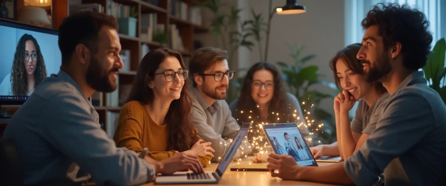 Remote team members demonstrating emotional intelligence teamwork during a virtual meeting