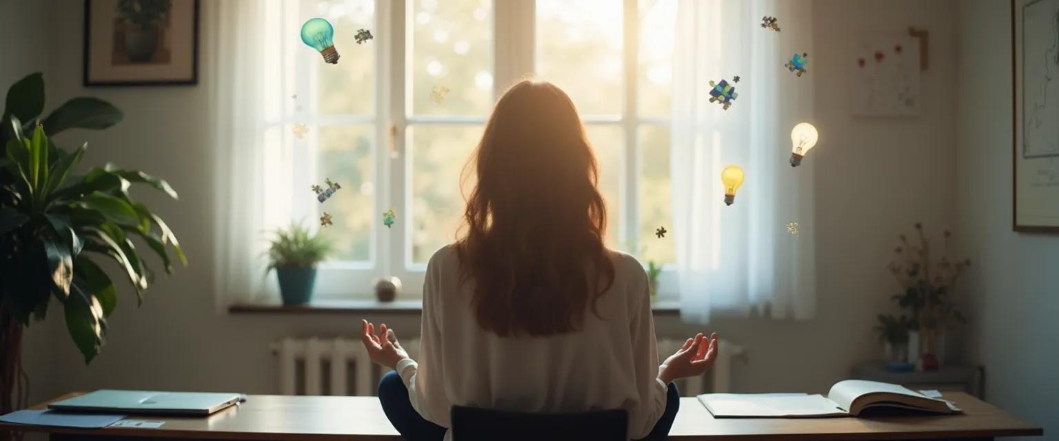 Professional using mindful learning techniques to solve workplace problems