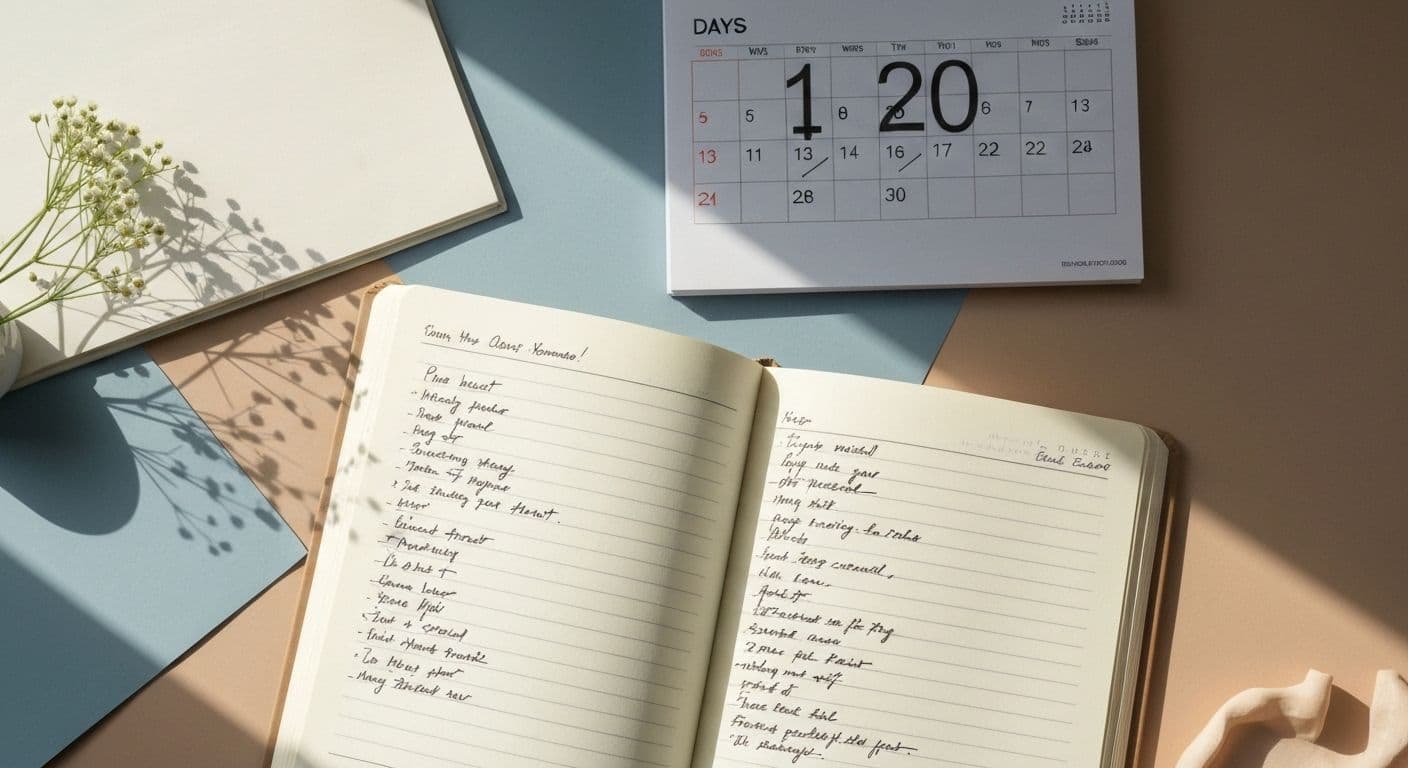 Person closing a breakup journal after 30 days, symbolizing emotional healing and moving forward