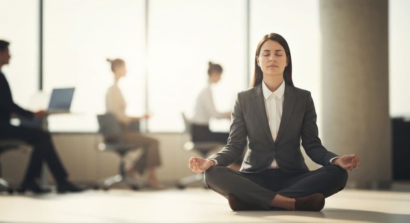 Person taking a mindful break to quiet your mind during a busy workday