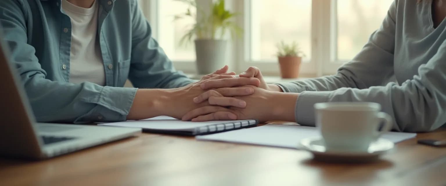 Supportive colleague demonstrating what to say when someone is losing a loved one at work