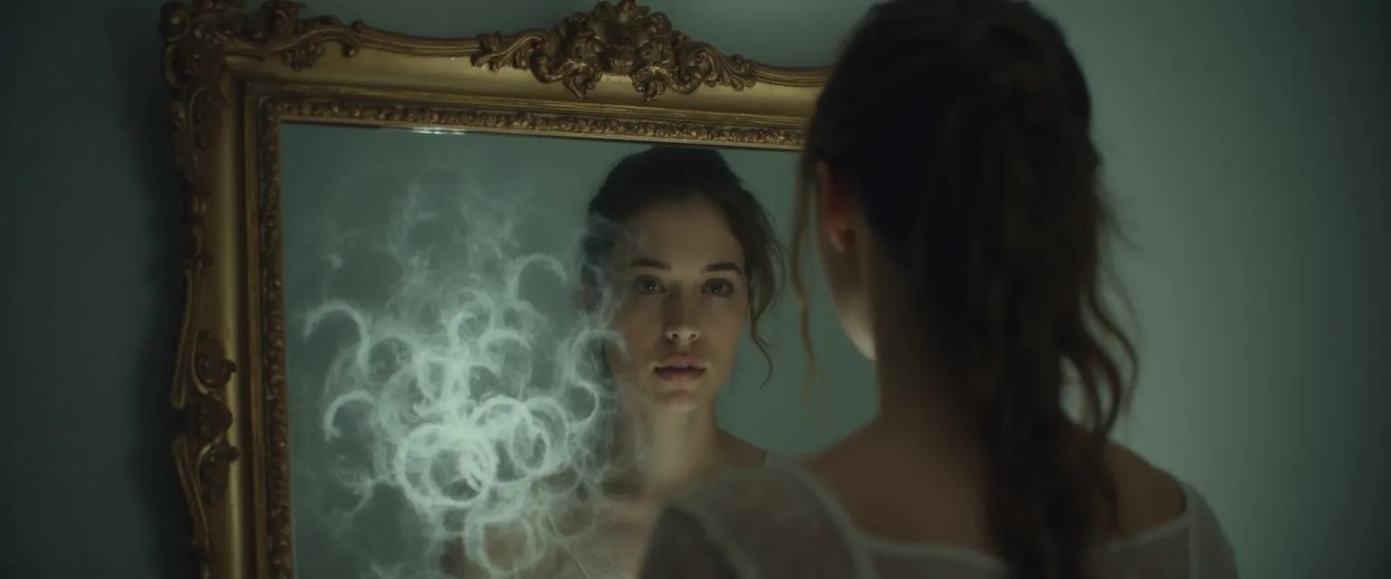 Person looking in mirror practicing self-love without self-awareness