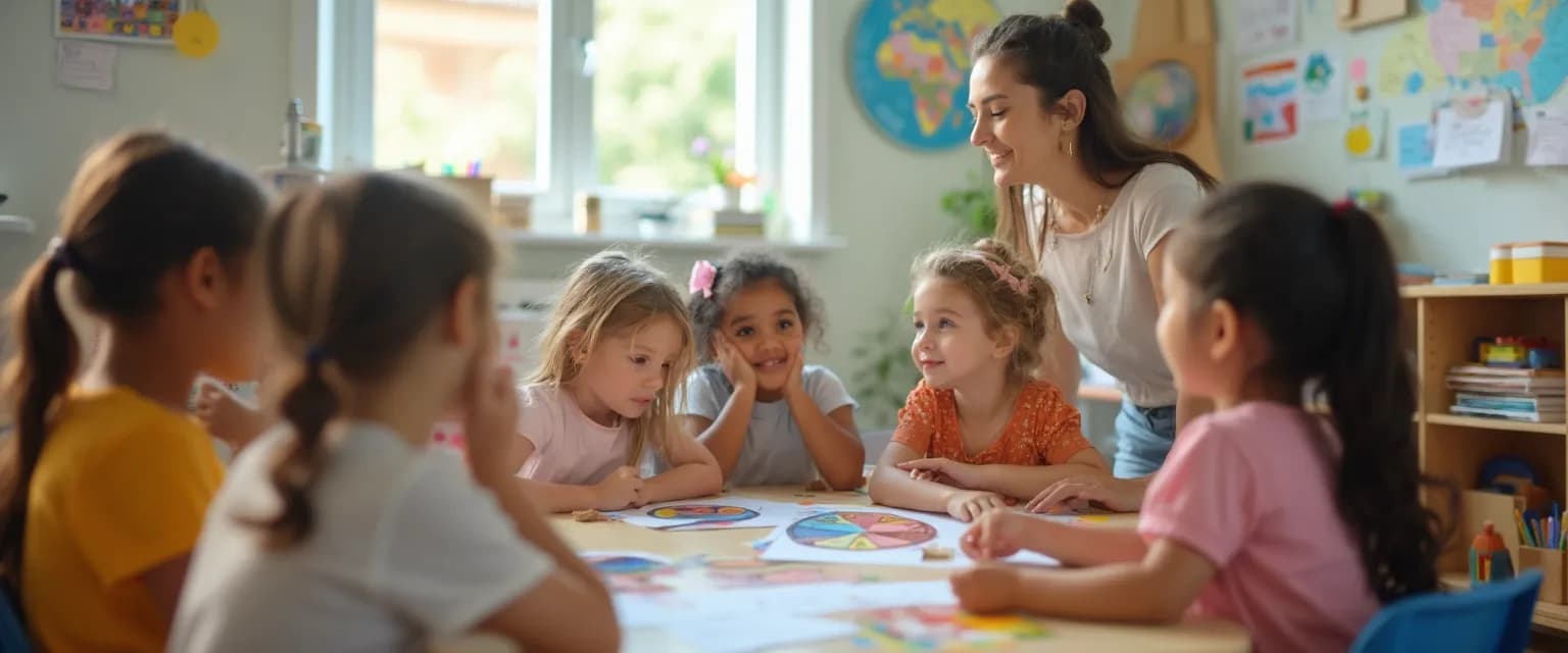 Elementary students engaging in self-awareness activities in classroom