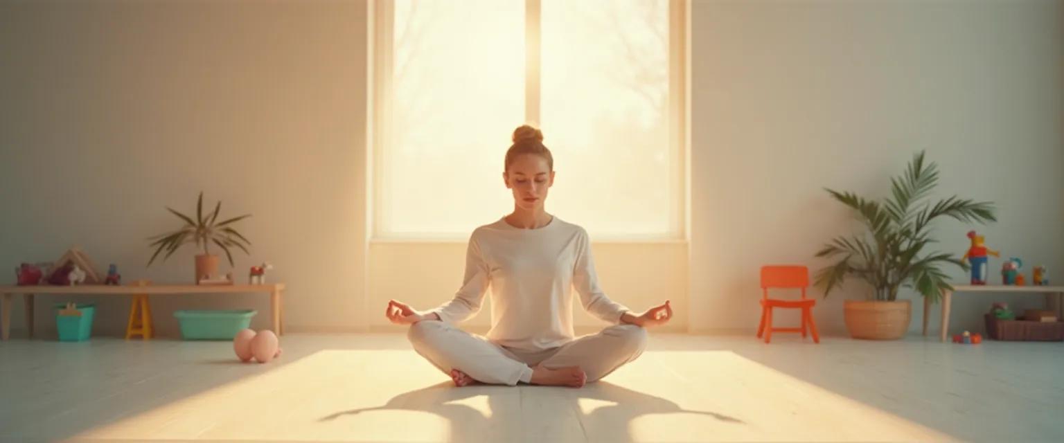 Parent using conscious mind techniques while engaging with child during busy routine