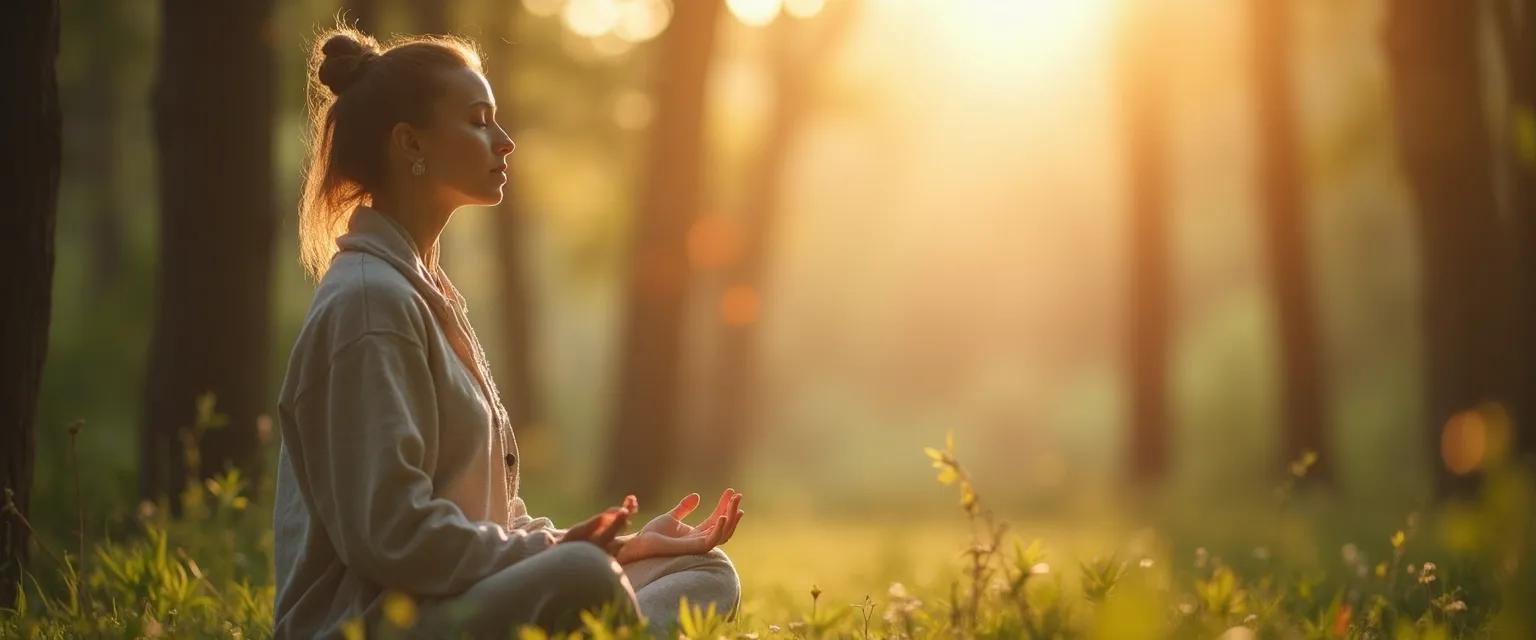Person practicing grounding techniques to calm a disturbed mind