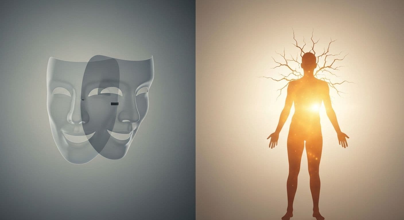 Person removing social mask to reveal authentic self through Carl Jung self awareness practice