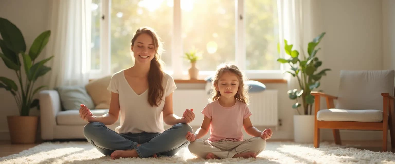 Parent helping child develop self-awareness and self-discipline through mindful activity