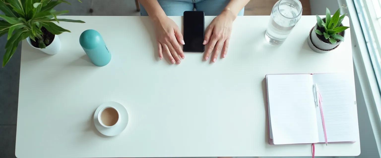 Office worker practicing quick workplace employee wellbeing rituals at desk