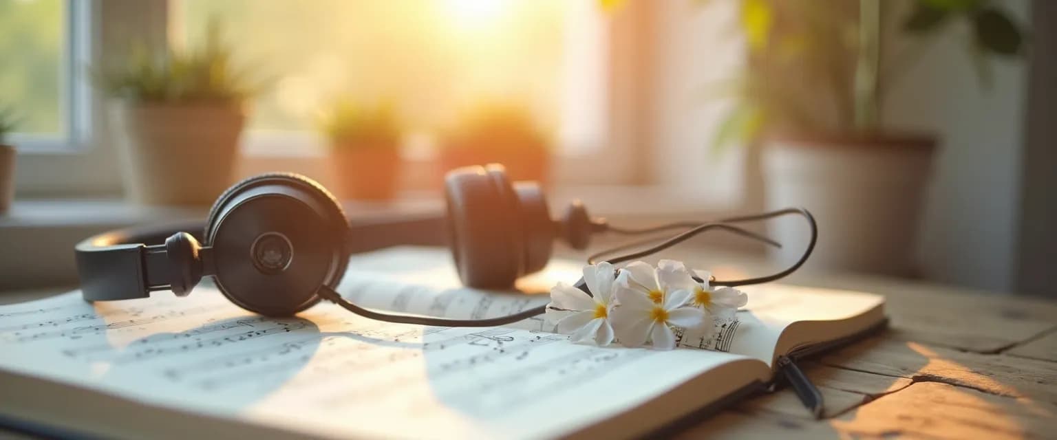 Person creating a personalized healing soundtrack to overcome heartache after breakup