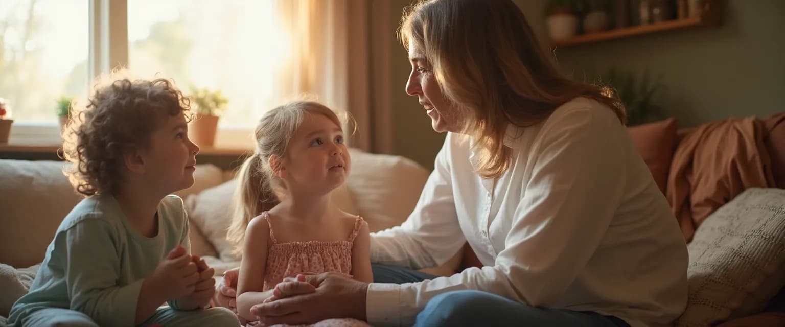 Parent and child discussing self-awareness through an engaging activity