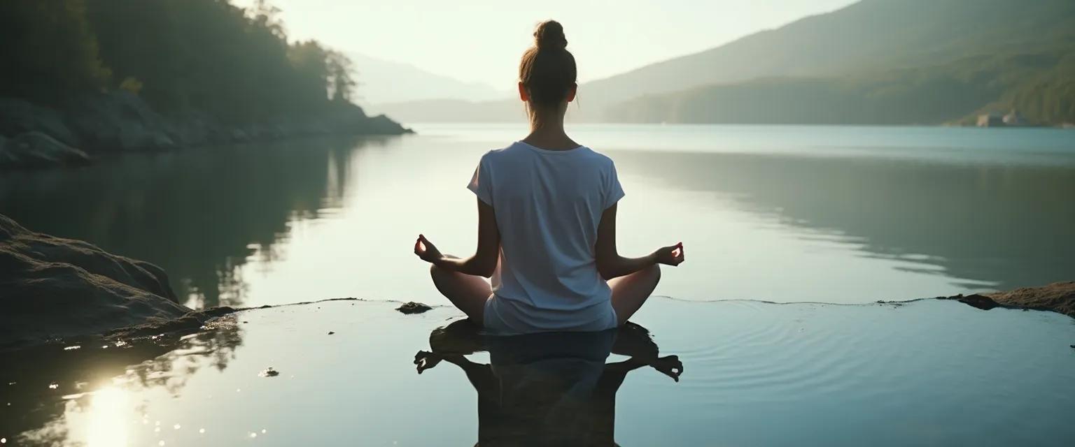 Person practicing mindful self-awareness and self-care through reflection