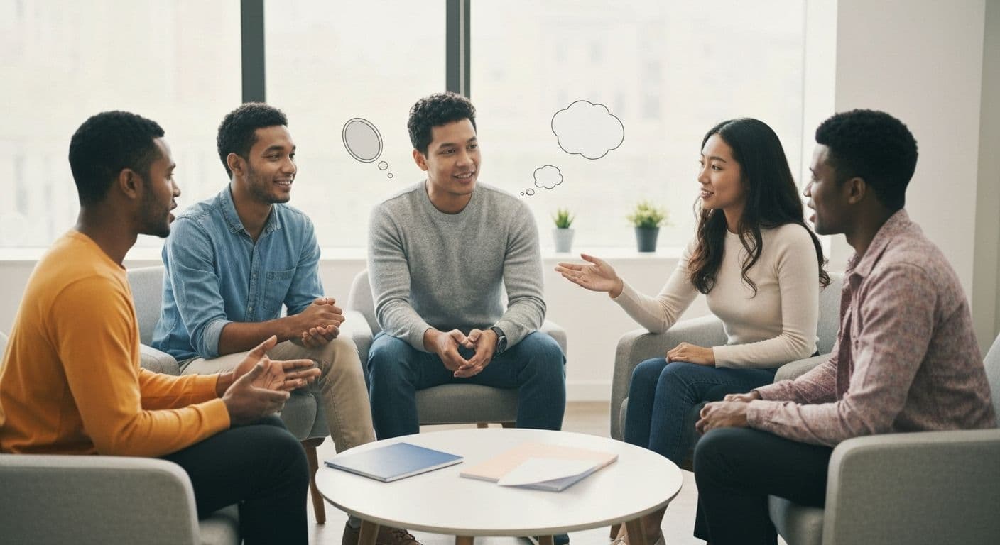 Person practicing self awareness in English through daily conversation with language partner