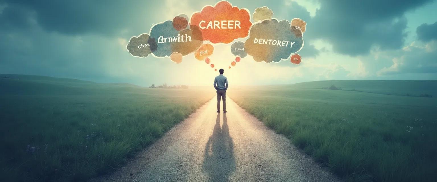 Confident professional navigating career transition, embracing change with determination and self-assurance